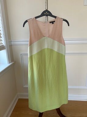 Brooks Brothers Colorblock Mini Dress in Pink, White, Lime